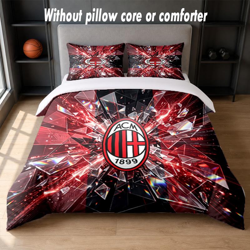 AC Milan Design Bed Bedding Set 1 Duvet Cover + 2 Pillowcases Soft Breathable Household Bed Linens