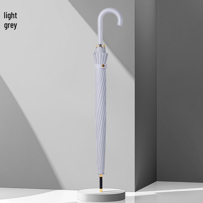 Large Windproof Umbrella: 16-Rib, Long-Handle, Solid Color, Automatic, for Women & Men