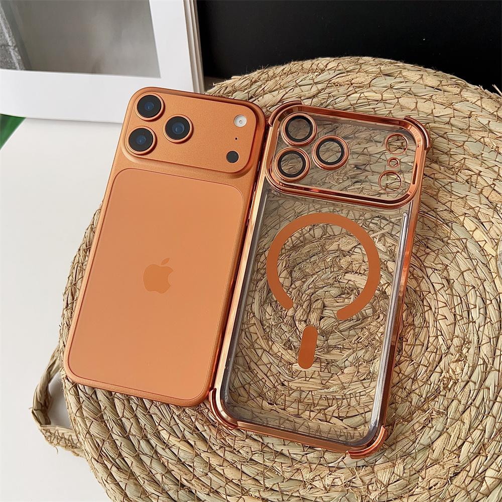 New Plating Transparent Shockproof Magnetic Phone Case For iPhone 17 17 Air 17Pro 17 Pro Max For Magsafe Wireless Charge Cover