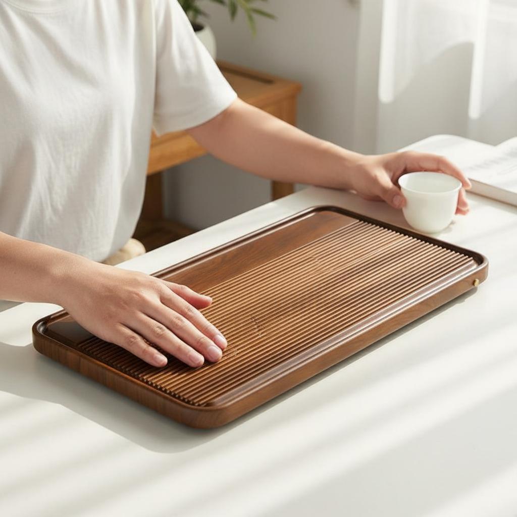 Rectangular Beverage Table Tray Minimalist Design Teaware for Home, Office