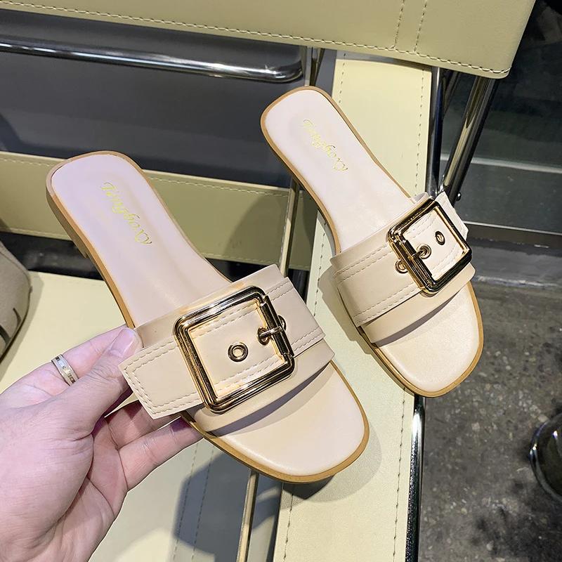 Fashion 2024 Women Open Toe Wear-resistant Office Flat Slippers Summer Anti-slip Lightweight Beach Sandals Slides Women Shoes for Women