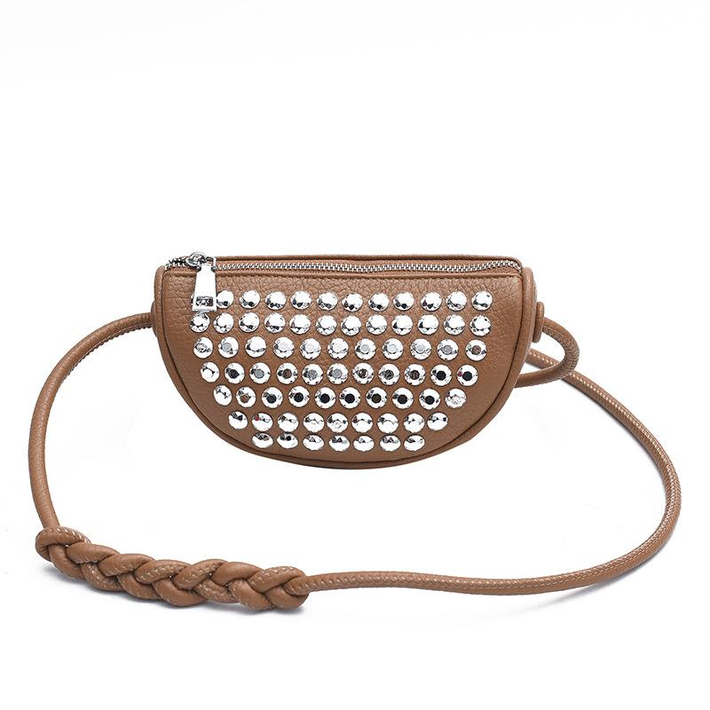 

Crossbody Bag for Women With Adjustable Guitar Strap Shoulder Bag PU Leather Flap Handbag Rivet Studded for Work Travel