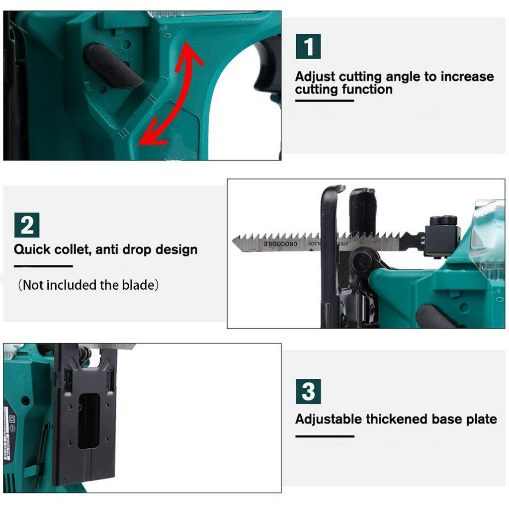 900W 21VF Cordless Jig Saw Electric Jigsaw Metal Blade with Batteries Metal Woodworking Portable Power Tool 4 Adjustable Angles