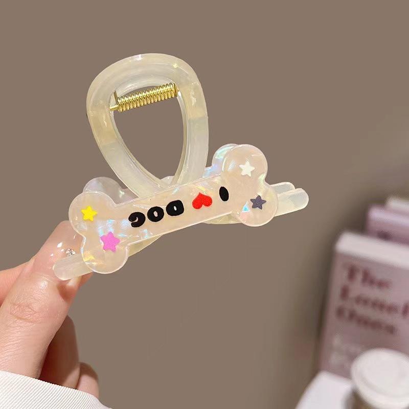 Korejská kreslená sponka do vlasů pes žralok: Štěněcí klip v kombinovaných barvách pro účesy vyčesané nahoru