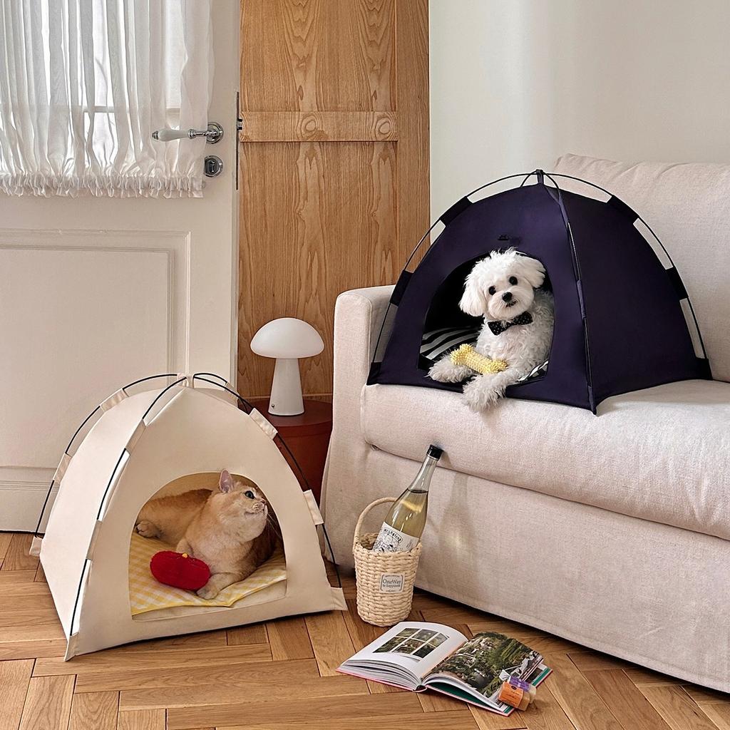 New Ins Pet Tent House Semi Closed Washable Breathable Kennel for Small Dogs Cats Indoor Outdoor Foldable Soft Bed