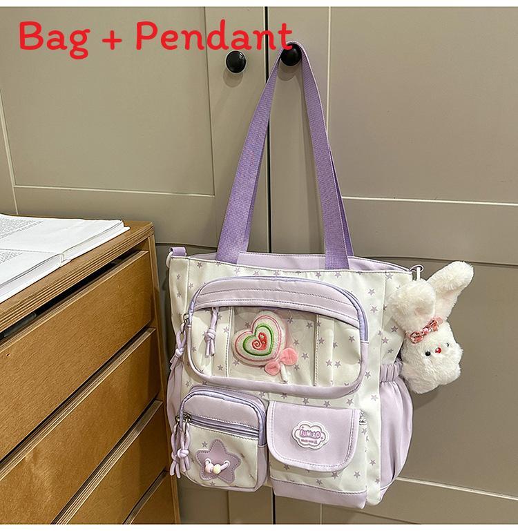

Arrival Collage Shoulder Bag With Pvc Material For Teen School Use Purple B