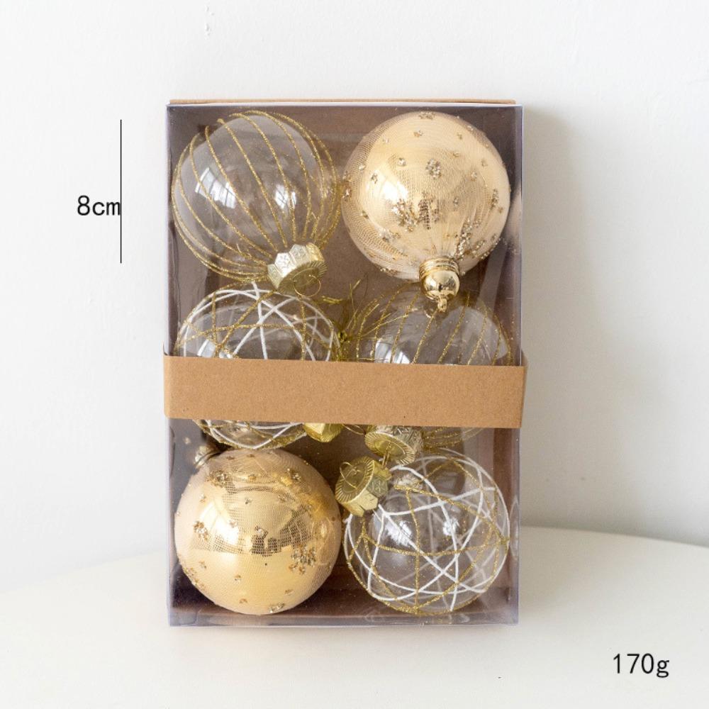

6PCS Fashion Plastic Christmas Ball Set 6 Colors 8cm Christmas Tree Balls Suspensable Xmas Baubles Showcase as shown золотой