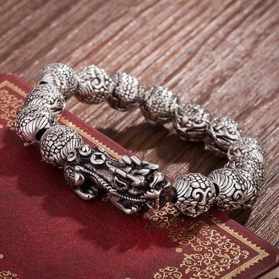 Pixiu, Solid Whole Foot Bracelet, Men and Women's Wealth Source, Rolling Buddha Bead Bracelet