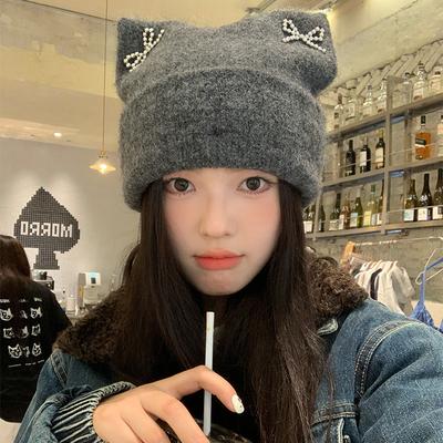 Women's New Autumn and Winter Wool Hat Thickened and Warm Large Head Circumference Knitted Hat  Small Face
