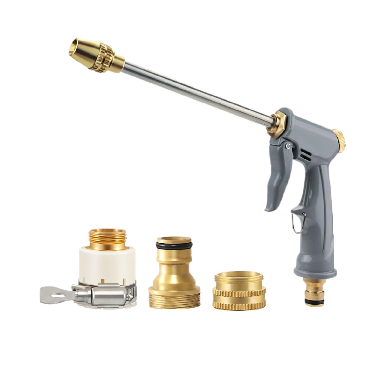 

High Pressure Water Spray Gun for Home Use with Brass Nozzle Adjustable Spray Pattern and Multiple Connector Adapters for Garden Hose Cleaning One Size