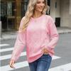 Autumn Solid Knitted Pullovers Sweater Women Elegant Loose Sweaters Winter Clothing Twist O Neck Knitwears Tops 28674