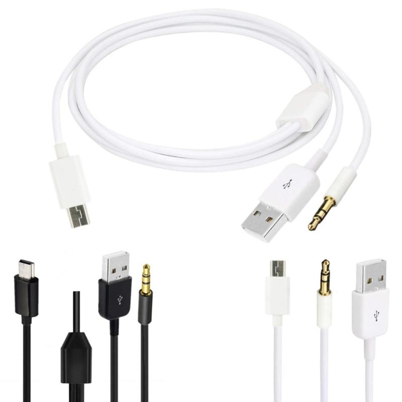 USB2.0 A Male to Mini B Male+ 3.5mm Audio Adapter Chargers Cable Cord 1m Long USB Speaker Audio Cable Accessories