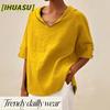 Women's Fashion Casual Solid Color Print Short Sleeve V Neck Blouses & Shirts