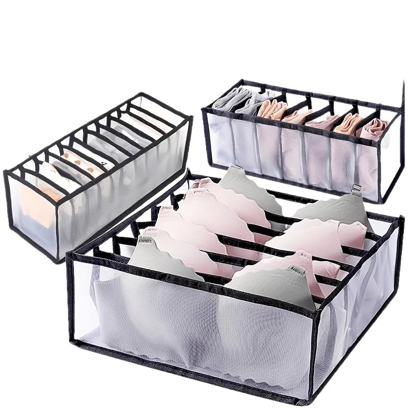 3pcs Foldable Closet Organizer Set Multi-Sized Nylon Drawer Dividers for Lingerie, Socks & Ties, Durable Storage Solution, Clothes Organizer