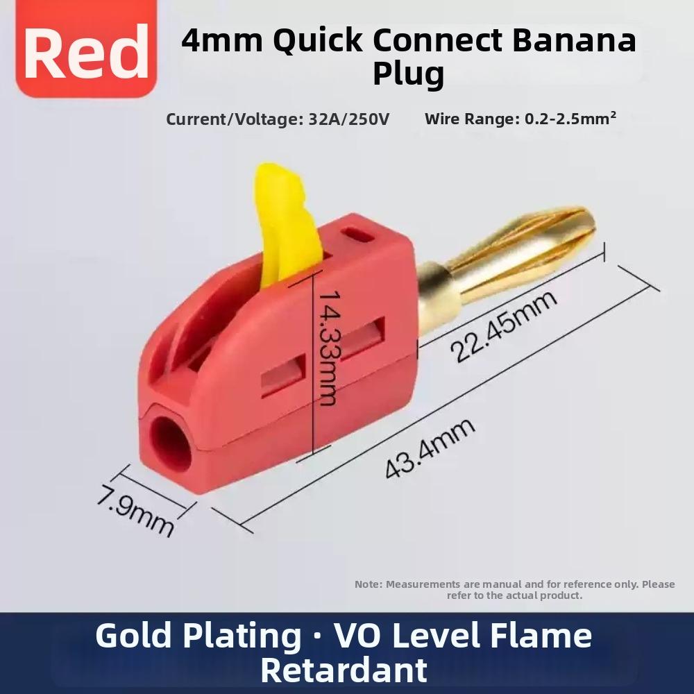 1/10pcs Solderless Design High Current Banana Plug Gold Plated Banana Plug  Audio Equipment