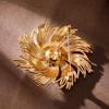 Elegant Gold Firework Brooch: Vintage Metal Pin with Exquisite Retro Design for Women