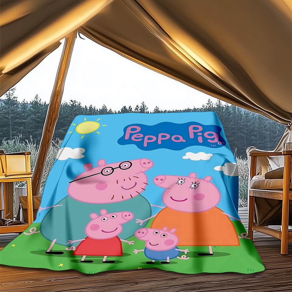 1 vnt. Pepos kiaulytės šeimos lauko pledas, lengvas flanelės užtiesalas kelionėms, stovyklavimui, svetainei, sofai, kėdei, minkštas