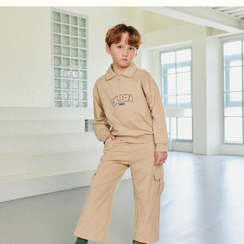  Olivan  Out Pocket Collar Top And Bottom Suit  Beige 