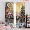 2pcs 2D Flat Printing Merry Christmas Curtains Merry Christmas Farm Cute Animals Polyester Without Electricity Party & Holiday