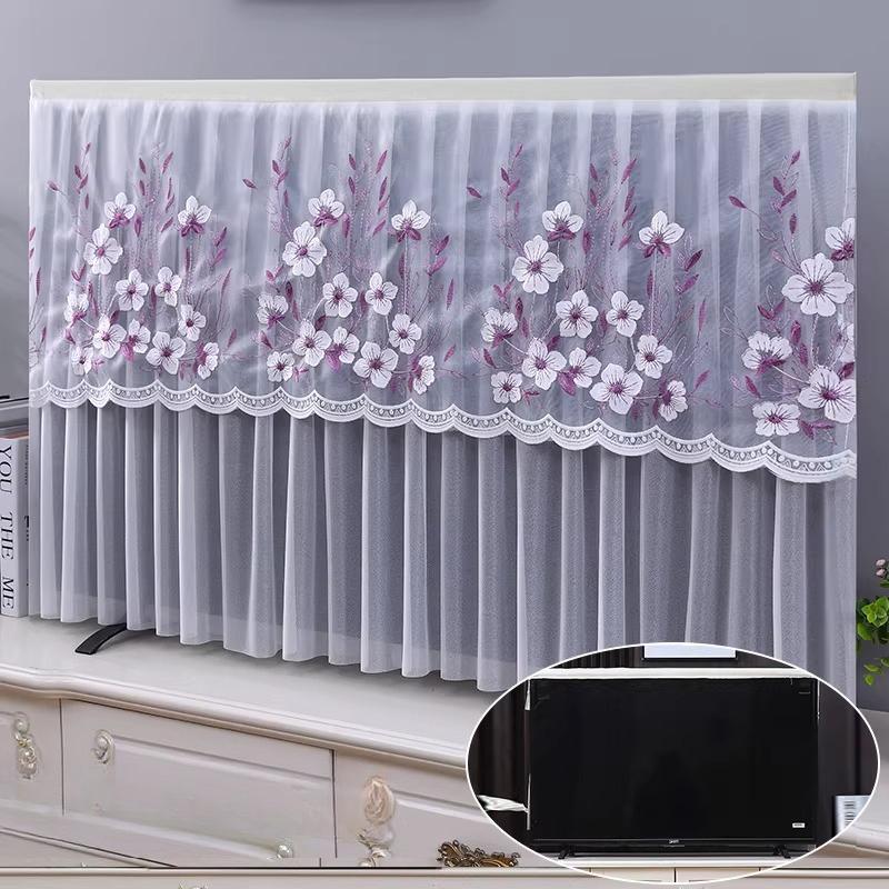 1pcs European Style Lace TV Cover Brand Universal Liquid Crystal TV Cover Cloth Anti Dust and Sun Protection Home Decoration Fabric Easy To Clean