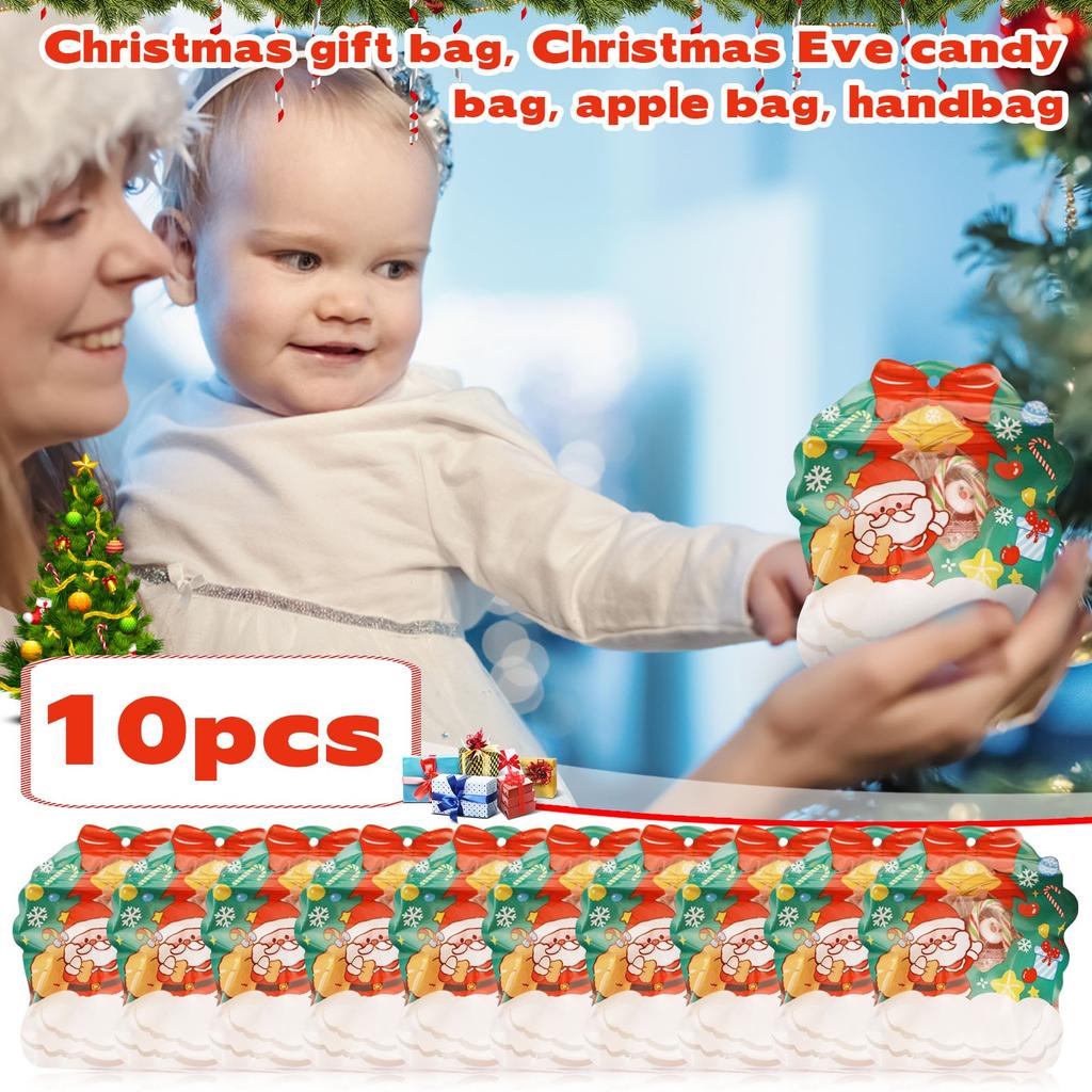 10 PCS Christmas Gift Bags Perfect For Birthday Parties And Candy  Chocolate Packaging Christmas Decor Supplies Holiday Atmosphere Decoration