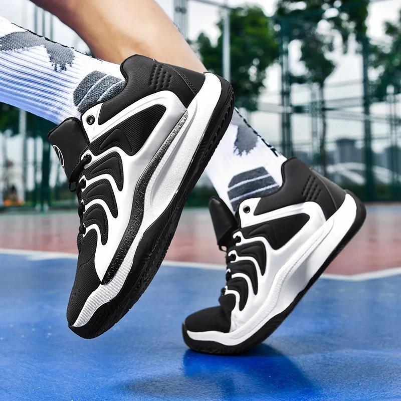 New All Court Basketball Shoes for Men Breathable and Comfortable Sports Shoes with Versatile Training Lines Stripes Sneakers