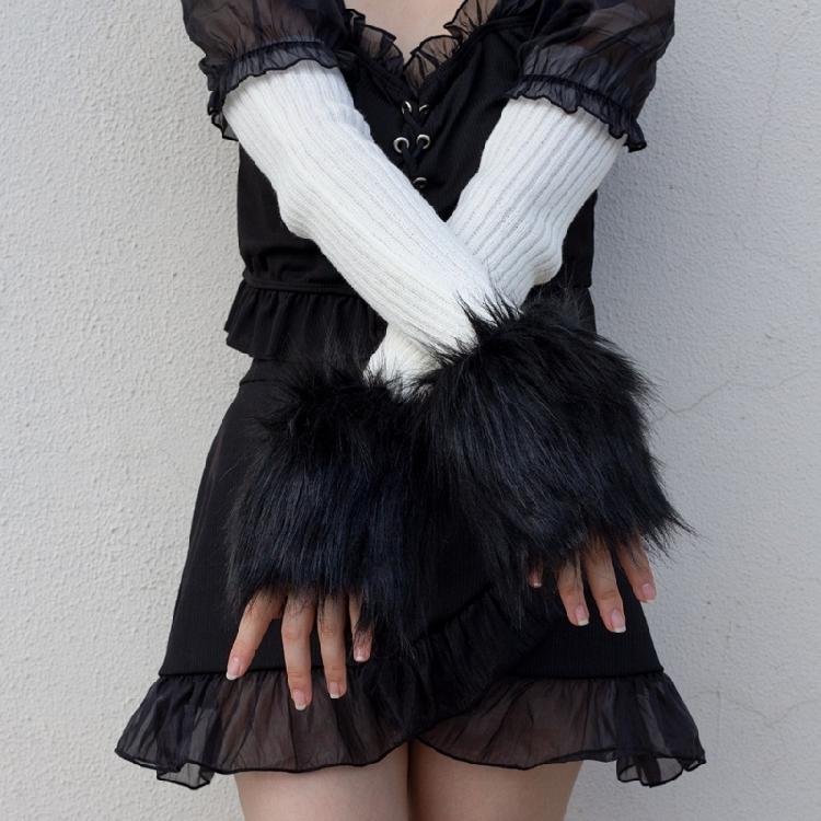 Faux Furs Wrist Cuffs Oversleeve Wrist for Wool Coat Jackets Arm Warmer Sleeve