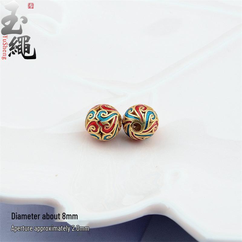 Ancient Gold Enamel Hollow Beads for DIY Bracelets & Necklaces