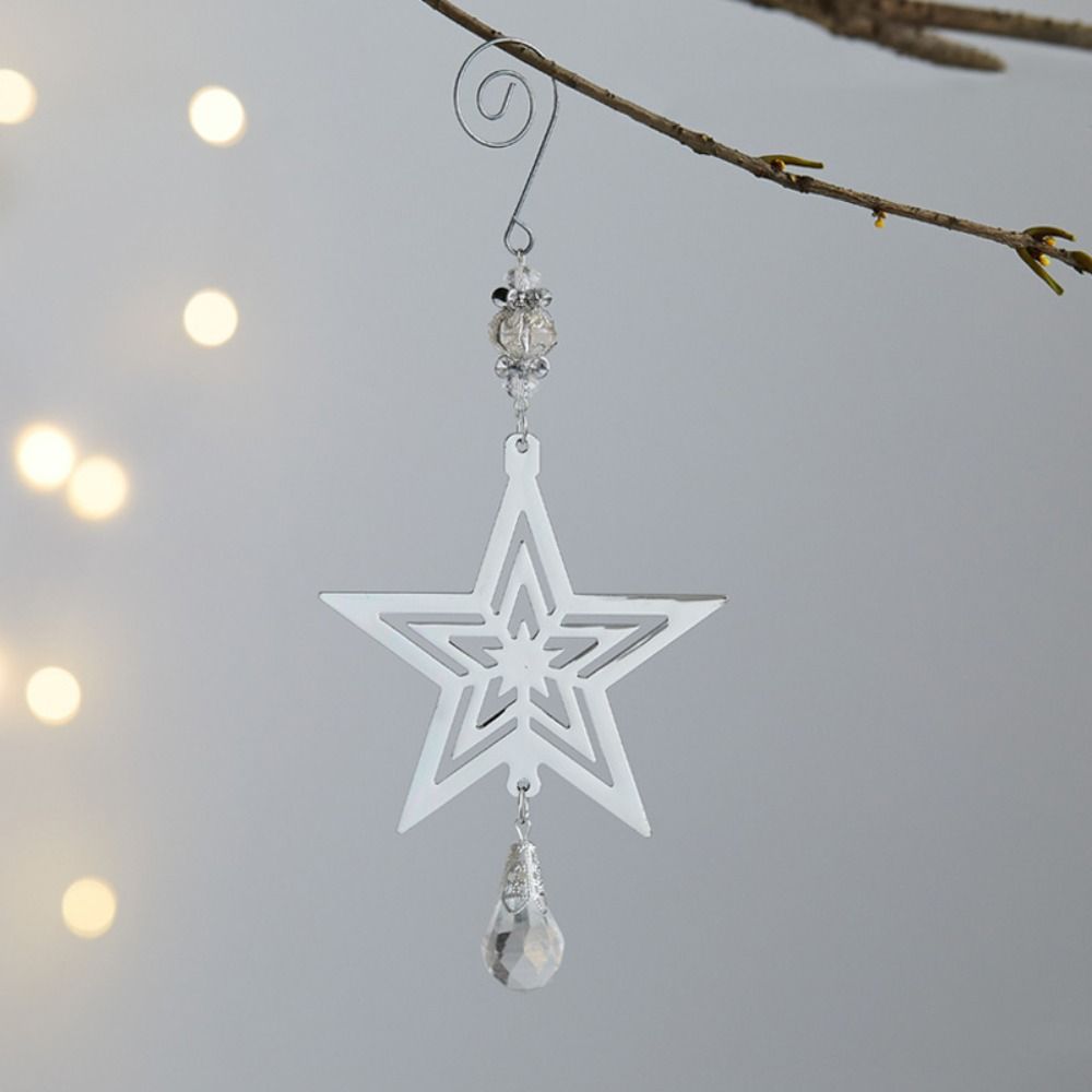 Iron 3D Christmas Snowflakes Pendant Three-dimensional Glitter Christmas Tree Hanging Ornaments Reusable Plating Gold/Silver