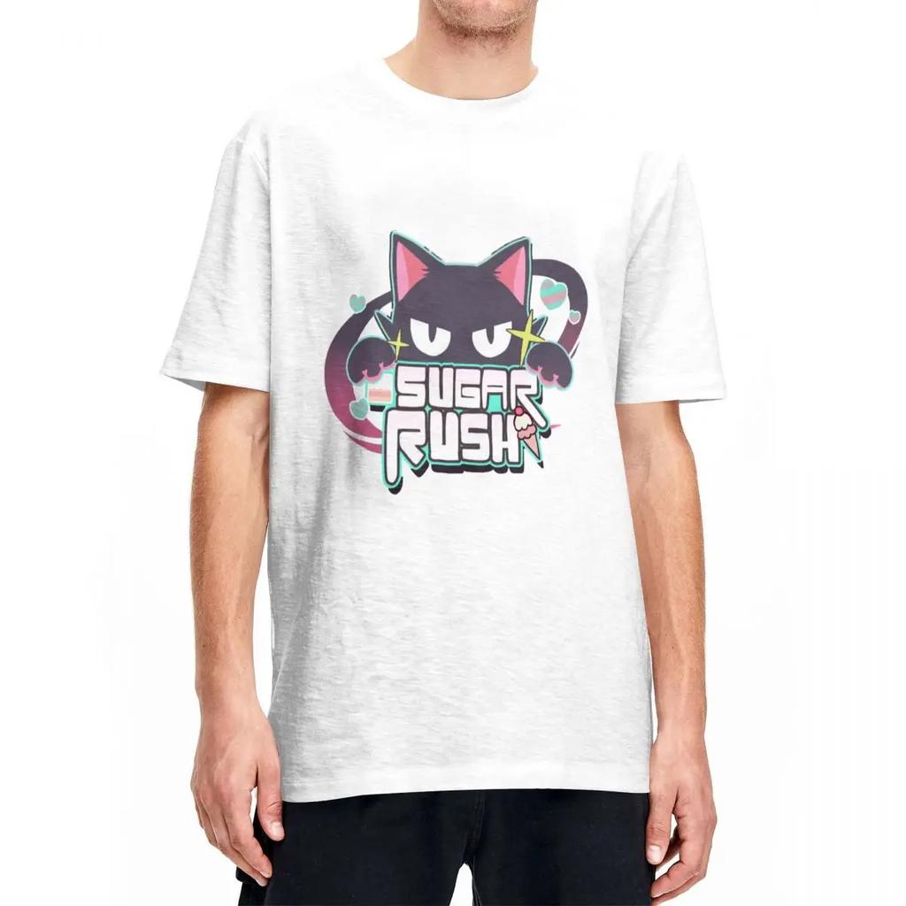 Modré anime archivační tričko Sugar Rush Hipster trička s krátkým rukávem Streetwear topy Léto Bavlna Kulatý výstřih Oversize oblečení