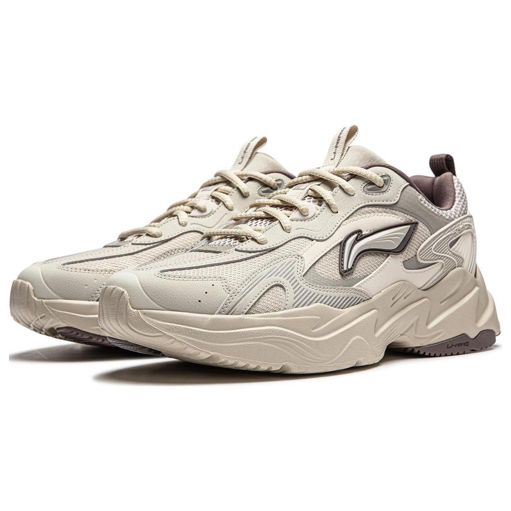 Li Ning Meteor Versatile Retro Thick Sole Height Increasing Shock Absorbing Non-Slip Wear-Resistant Support Low-Top Lifestyle Casual Shoes AGCU121-1