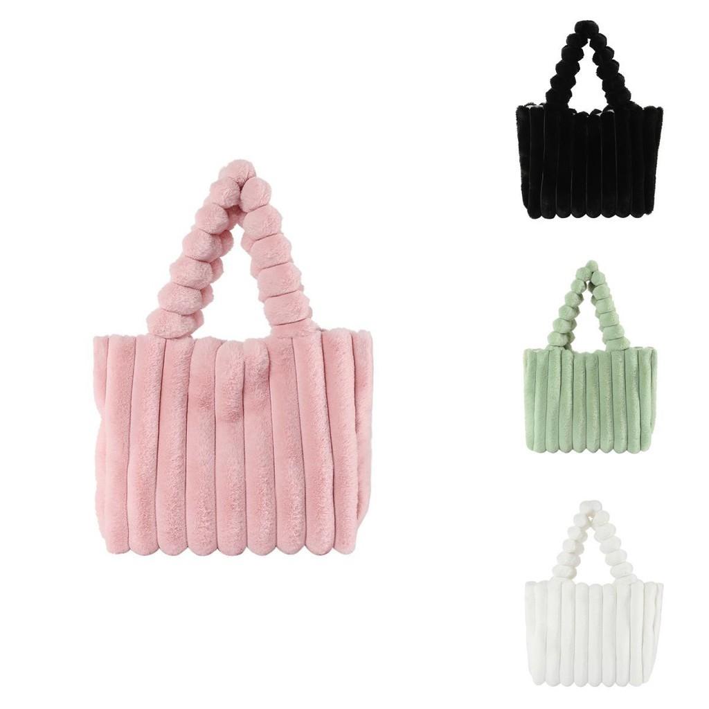 Stylish Soft Plush Tote Bag For Women 2023 Winter With Large Capacity And Trendy Design