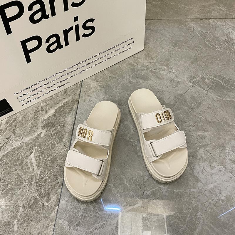 Trendy Brand Platform Sandals Women's 2025 Summer New Platform Velcro Sandals Summer Casual Versatile Slippers