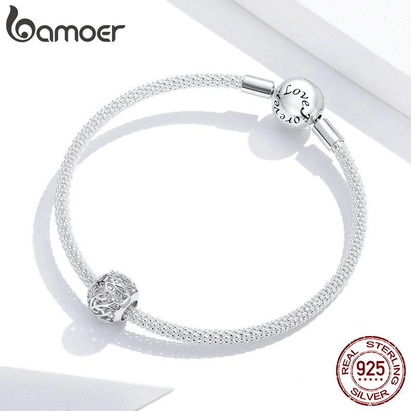 bamoer 925 Silver Metal Round Beads for Women Jewelry Making Vine Charm fit Original Bracelet DIY Jewelry BSC256