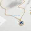 HX6F Dot Diamond Lucky Blue Eye Necklace for Evil Eye Pendant Necklace Turkish for Evil Eye for Protection and Blessing for W