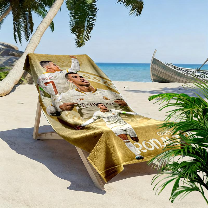 Asciugamano da Spiaggia con Stampa di Cristiano Ronaldo, Asciugamano Grande Morbido ad Asciugatura Rapida per Spiaggia Campeggio Nuoto