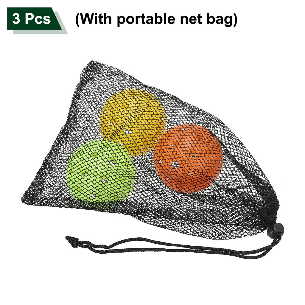 PATIKIL Glow In the Dark Pickleball 40 Holes Glow In the Dark Pickleball Set of 3 Outdoor Pickleball Balls with Mesh Bag for Indoor and Outdoor Sports