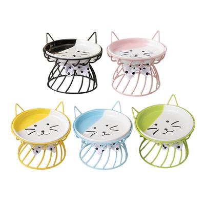 Cat Bowl, Ceramic Pet Bowls, Slant Stand for Food and Water, Cat Food Dish