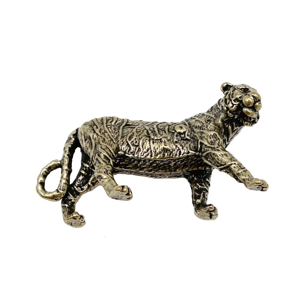 Copper Figure Tea Pet Tiger Ornaments Pure Copper Animal Tiger Models Keychains Pendants Charms Desk Decorations