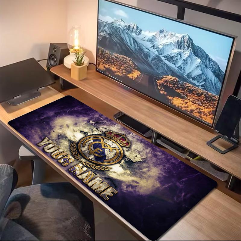 Real Madrid Aufdruck Kissen Rutschfest Laptop Tablet Großes Mauspadd XXL Matte Mini-PC Spielmatte Mit Verriegeltem Rand