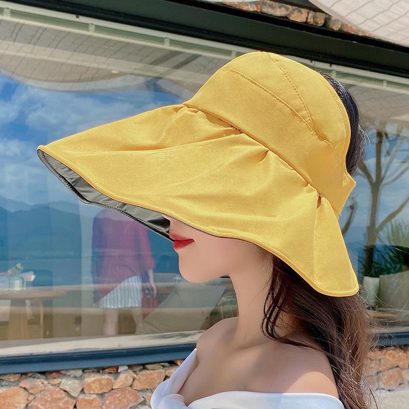 Early Spring and Summer Vinyl UV Protection Empty Top Hat Children Big Brim Face Protection Sun Protection Versatile Ponytail Bucket Hat