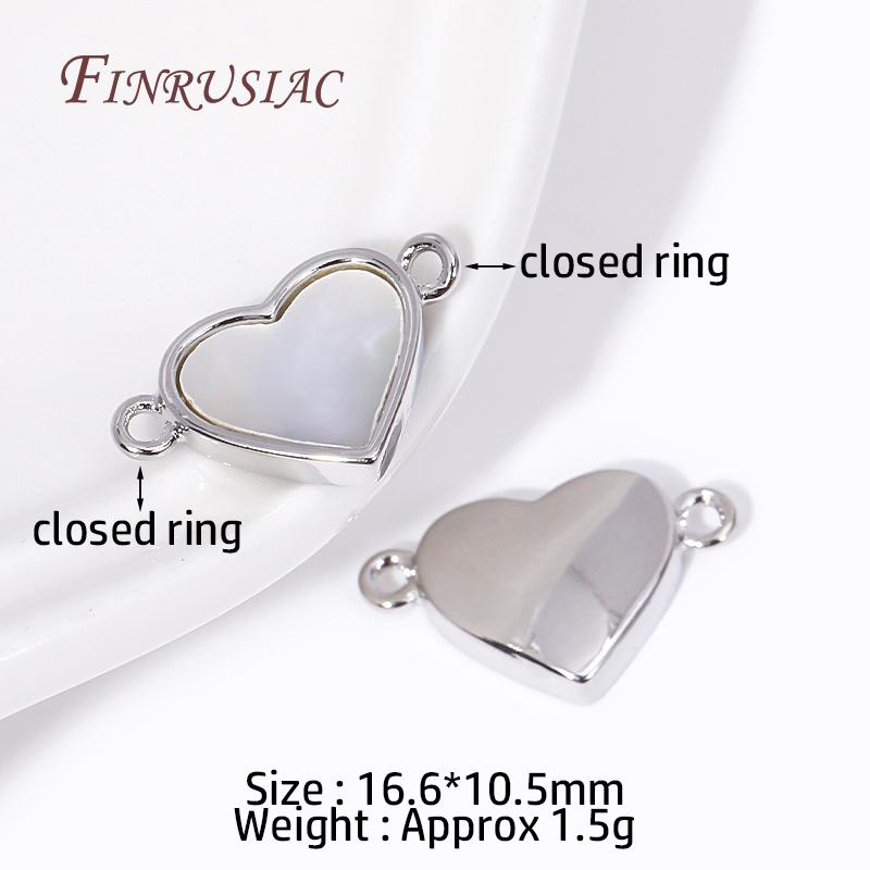 High Quality DIY Jewelry Making Accessories For Women Fashion 18K Gold Plated Inlay Natural Shell Heart Connect Charms Pendants