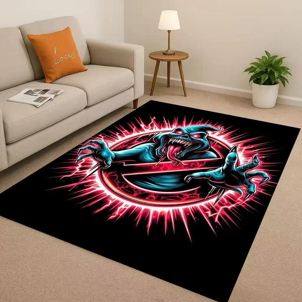 3D Horror Movie G-Ghostbusters Cartoon Living Room Non-Slip Area Rug Carpet for Bedroom Playroom Sofa,Easy Clean Home Doormat