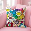 T-Takashi M-Murakami Art Cushion Cover Natural Linen Pillow Case Double-Sided Print Decorative Sofa Pillowcase Home Decor Gift