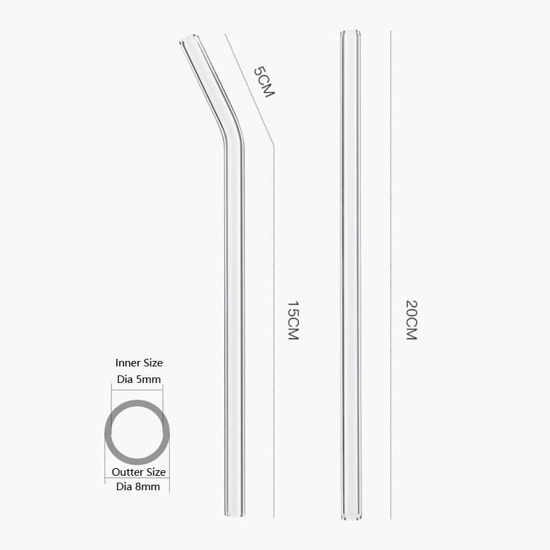 12Pcs Clear Glass Straws Reusable Drinking Straws 8 Inch Glass Tubes Smoothie Cocktail Straw Glasses Bar Accessories for Drinks