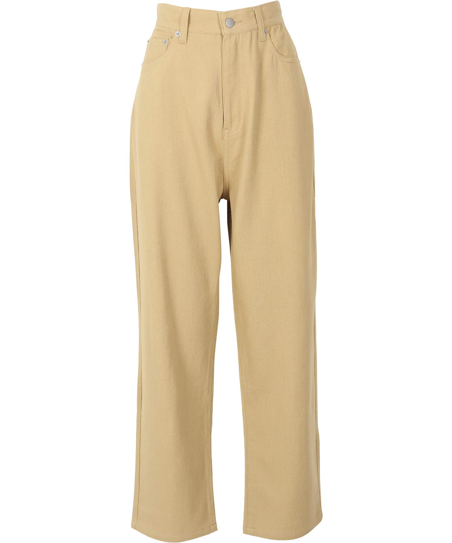 Kobe Lettuce Denim Pants Size M Women s Wide-Leg [M3210], Beige, бежевый