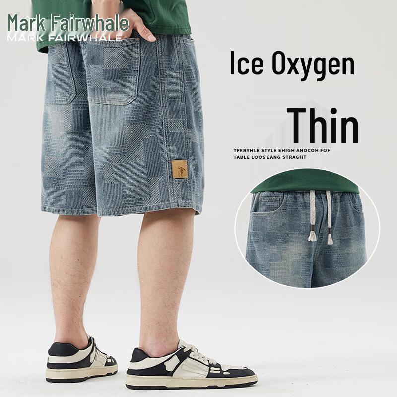 Mark Fairwhale Men s Loose Straight Denim Shorts L