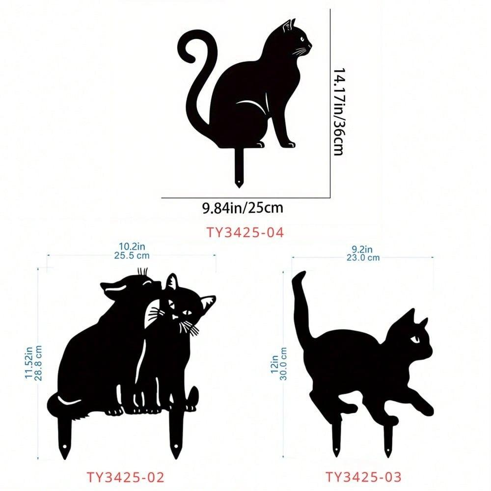 Metal Cat Fence Art Ornament, Whimsical Garden Decor for Outdoor Party Decoration