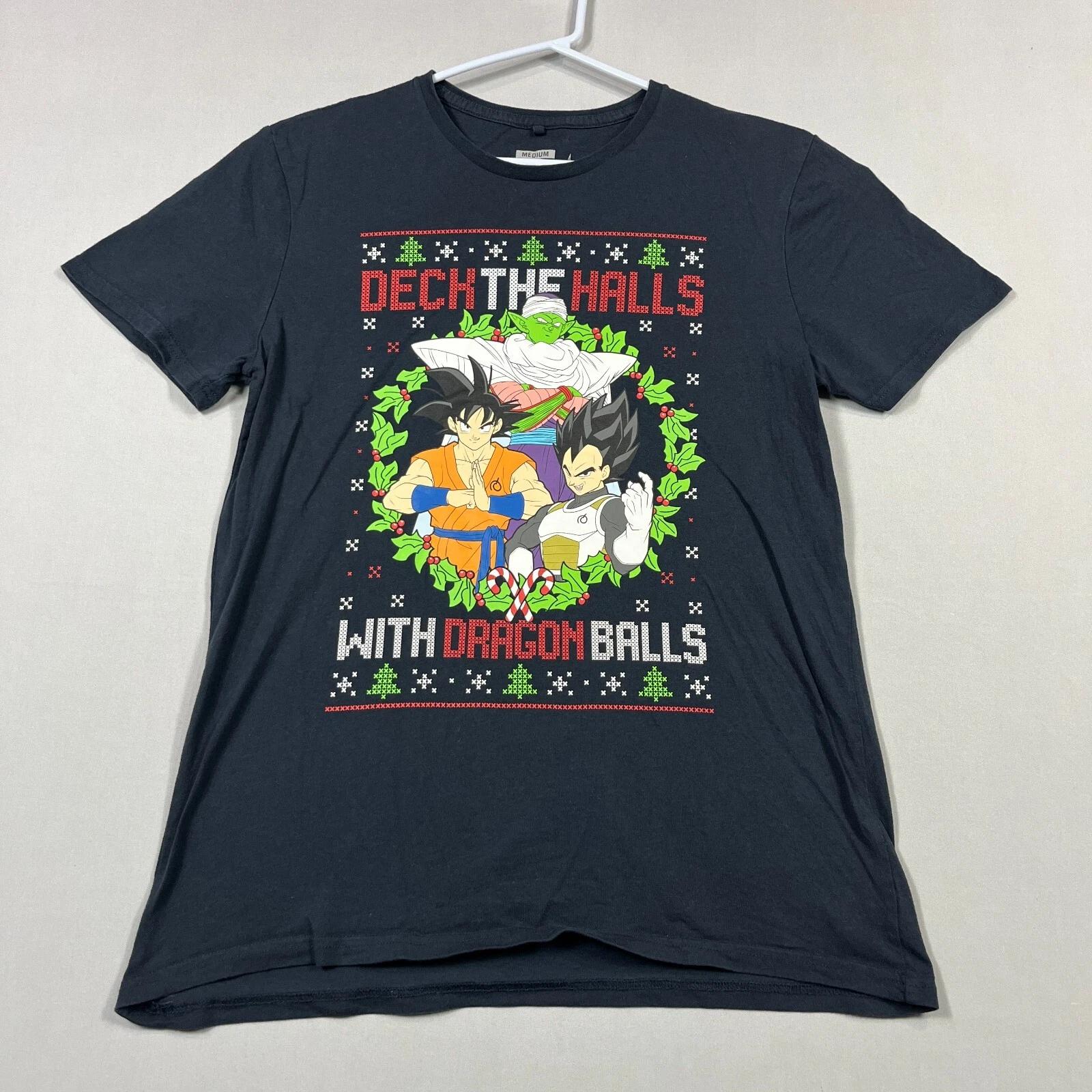 

Dragon Ball Super DBZ Anime Christmas Graphic Casual Crew T Shirt Mens Medium M S