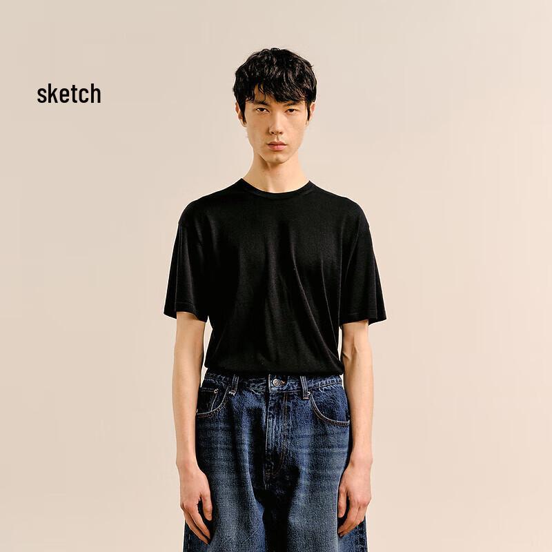 

CROQUIS Men s 2024 Autumn Fitted Round Neck Short Sleeve Wool Sweater M